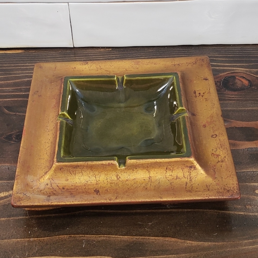 Vintage Mid Century 1960's Ceramic Square Ashtray California USA Numbered 282